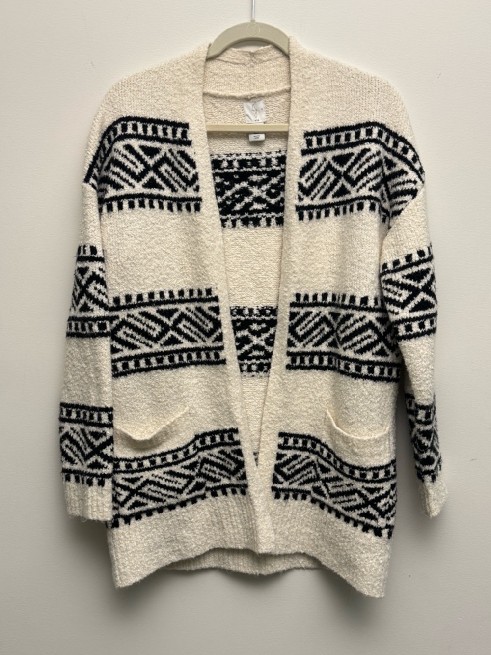 Joie Cream Cardigan with Black Geometric Trim - Picture 2 of 8